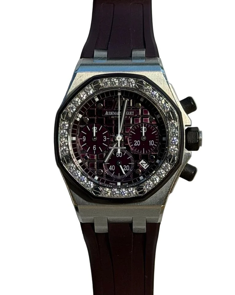 Audemars Piguet - Pre-owned Royal Oak Offshore Lady Chronograph Purple Dial Diamond Bezel 26048SK