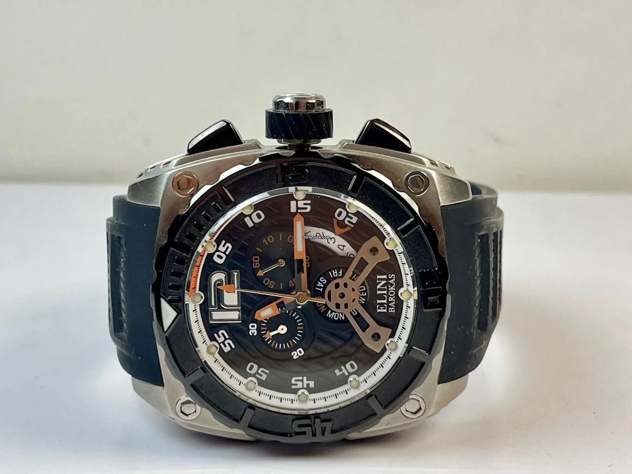 Elini Barokas Commander Chronograph Calendar Day Date Two Tone Dial Original Box Papers Swiss Made