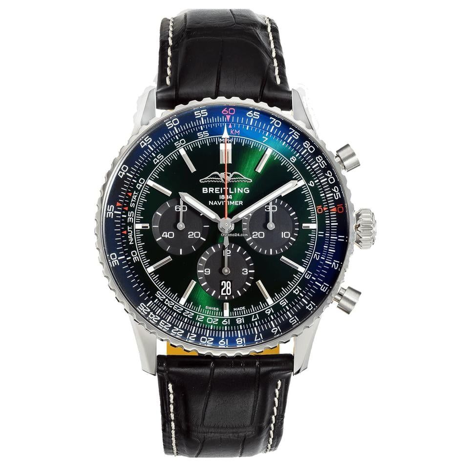 Breitling Navitimer B01 Chronograph Green Dial Original Box, Excellent Condition