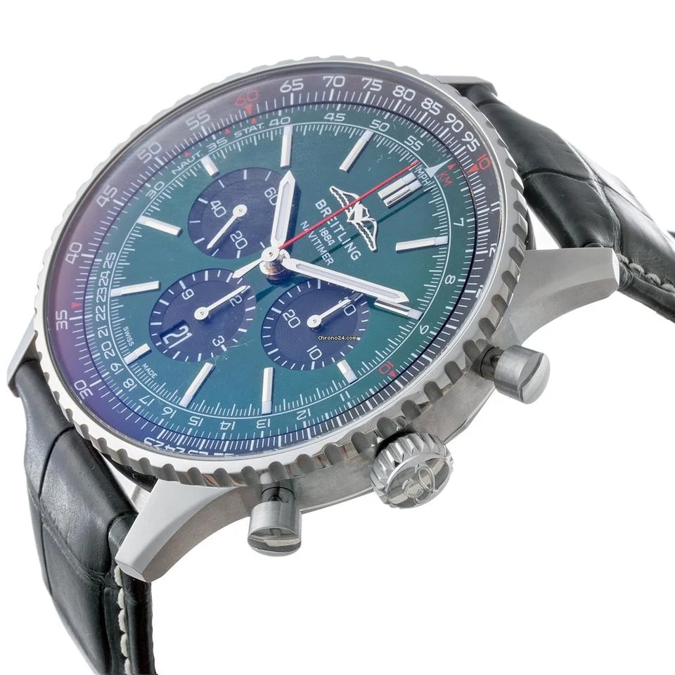Breitling Navitimer B01 Chronograph Green Dial Original Box, Excellent Condition
