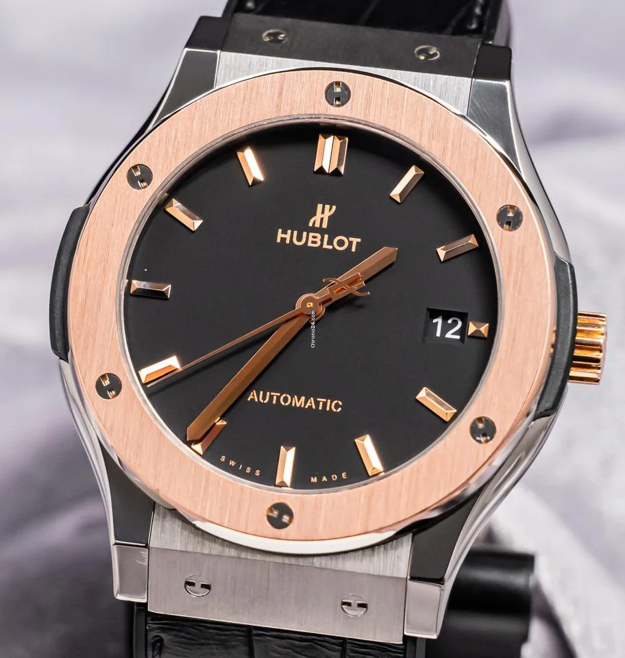 Hublot Classic Fusion Titanium King Gold 45 mm Black Dial $13K MSRP Automatic Deploy Date