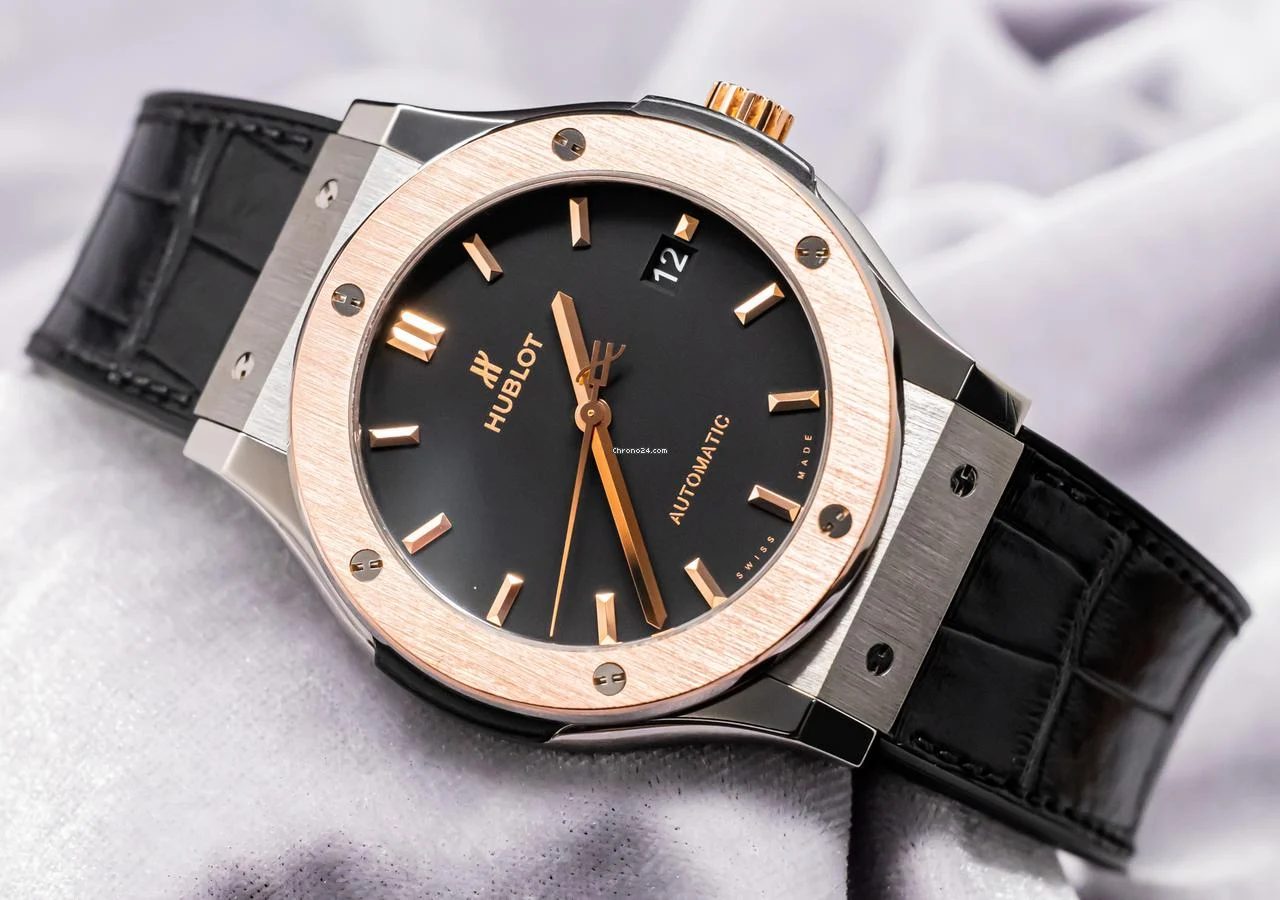 Hublot Classic Fusion Titanium King Gold 45 mm Black Dial $13K MSRP Automatic Deploy Date
