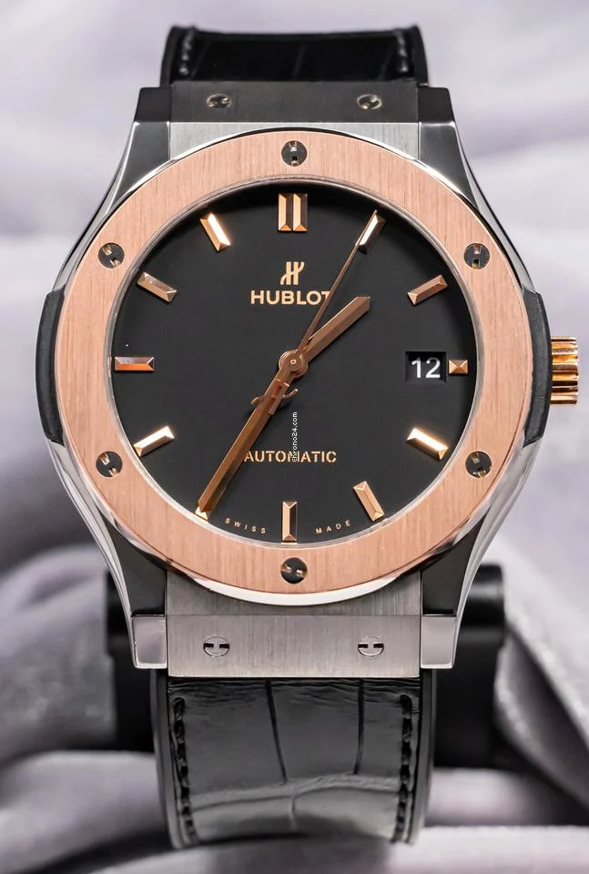 Hublot Classic Fusion Titanium King Gold 45 mm Black Dial $13K MSRP Automatic Deploy Date