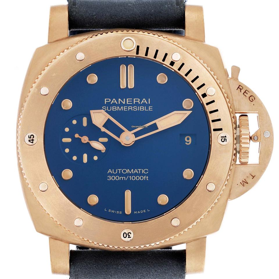Panerai Luminor Submersible Blu Abisso Bronze Mens Watch PAM01074 Box Card