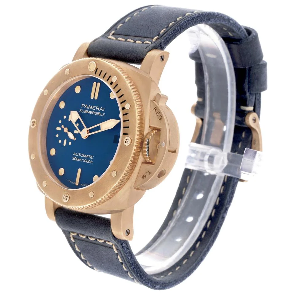 Panerai Luminor Submersible Blu Abisso Bronze Mens Watch PAM01074 Box Card