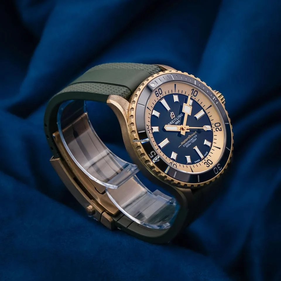 Breitling Superocean Automatic 42 Breitling Superocean Green Dial Bronze 42mm Box & Papers