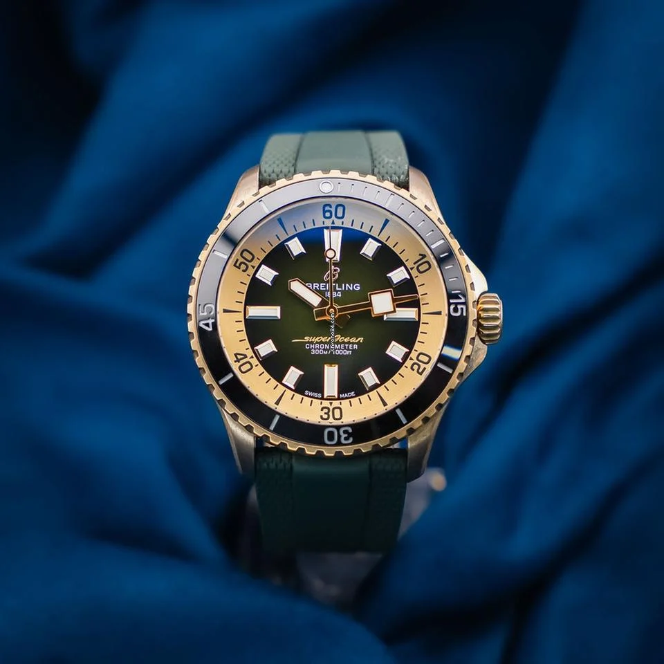 Breitling Superocean Automatic 42 Breitling Superocean Green Dial Bronze 42mm Box & Papers