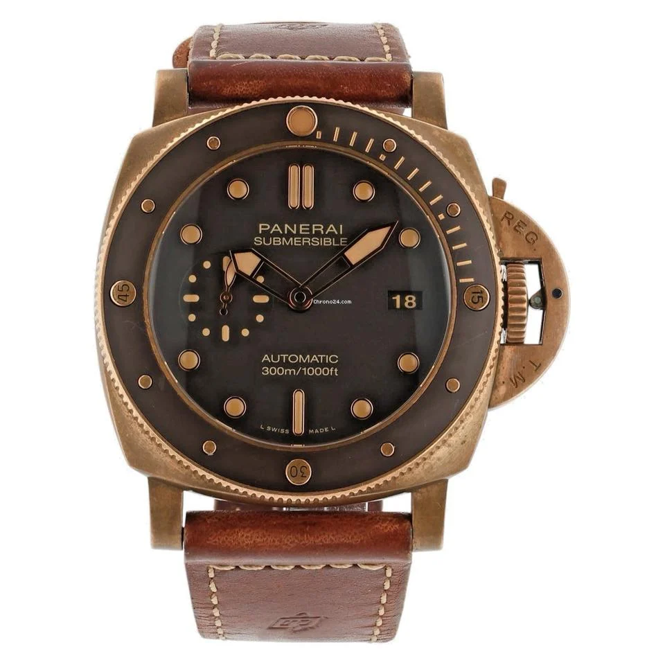 Panerai Submersible Bronze Brown Dial 47mm Automatic Movement Mens PAM00968