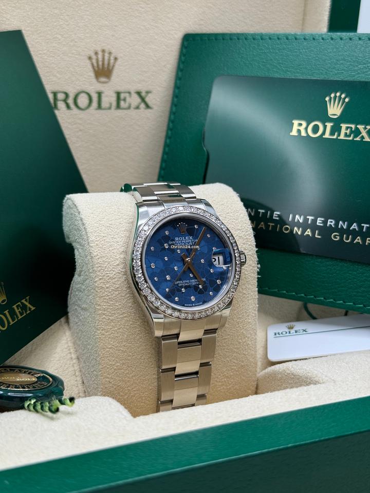 Rolex Datejust 31 NEW 2024 Blue Floral Diamond Dial Diamond Bezel Stainless Steel Oyster 3 Rolex Datejust 31 NEW 2024 Blue Floral Diamond Dial Diamond Bezel Stainless Steel Oyster