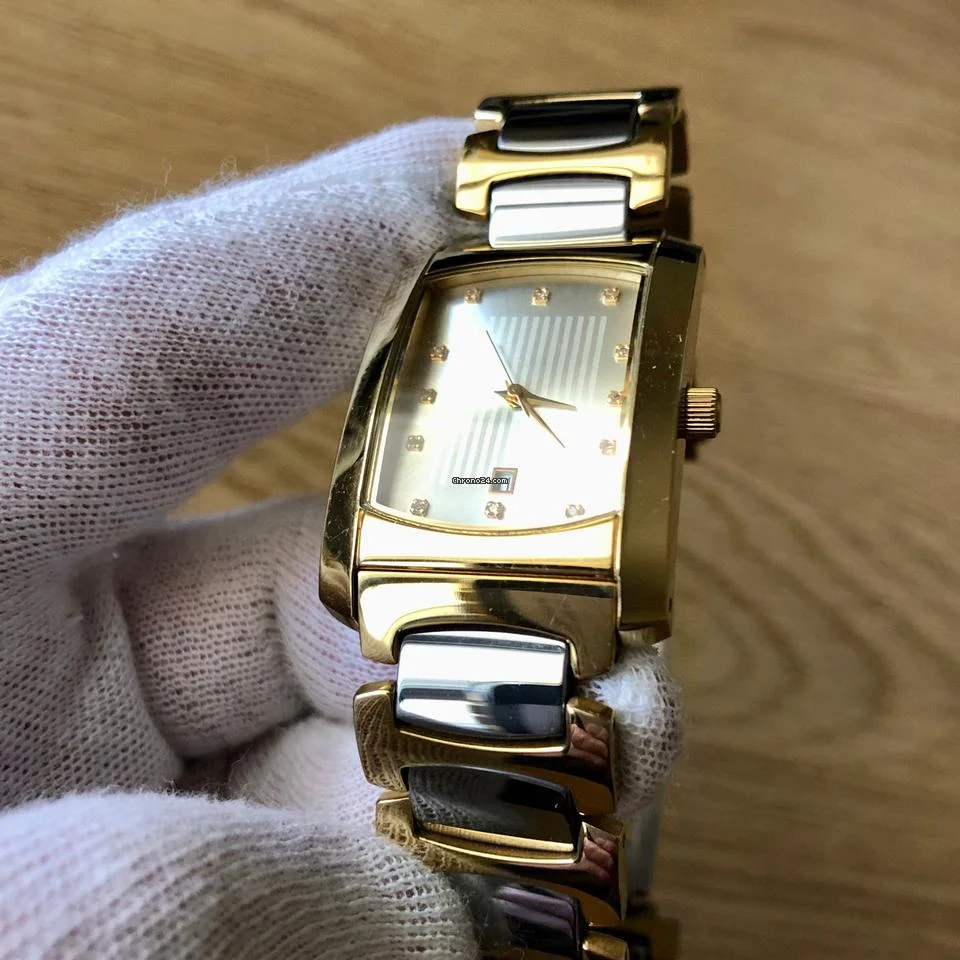 Tungsten - LI / JustDate JAPAN movt / 2 tone GOLD - TUNGSTEN STEEL / LADY unisex / Keeps GOOD TIME