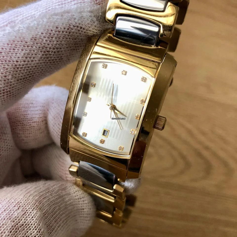 Tungsten - LI / JustDate JAPAN movt / 2 tone GOLD - TUNGSTEN STEEL / LADY unisex / Keeps GOOD TIME