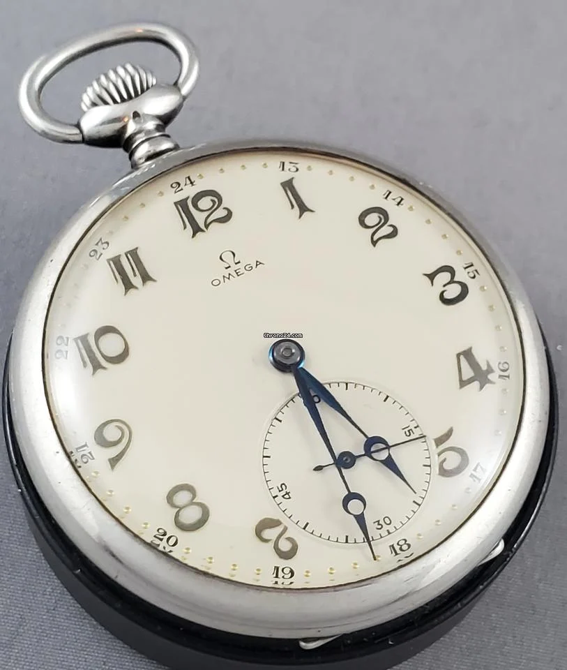 Omega Pocket Watch Sterling Silver 925 1930s Timepiece Sterling Silver pocket watch in fine working condition