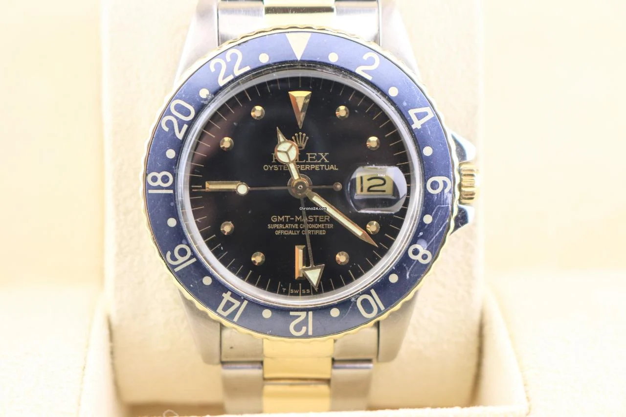 Rolex 1978 GMT-Master 1675 Black Nipple Dial TT YG Oyster No Papers 40mm