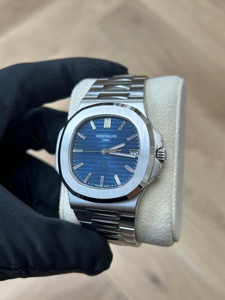 Patek Philippe 40th Anniversary Nautilus 40th Anniversary Platinum Baguette Blue Dial 5711/1P