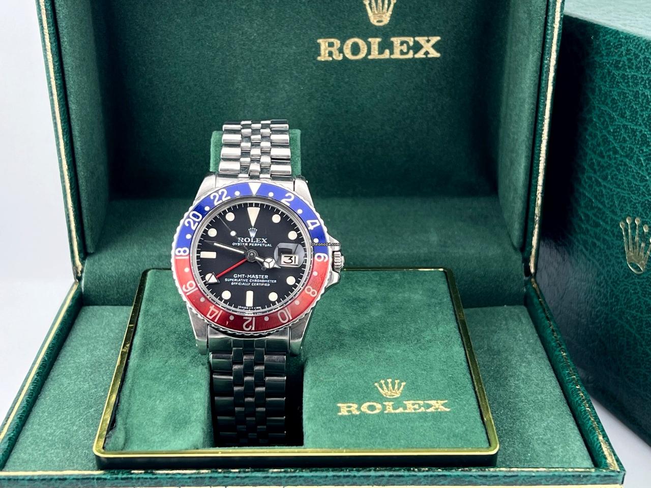 Rolex Vintage Rolex GMT Master Pepsi 1675 40mm Red Blue Bezel Steel Jubilee Box
