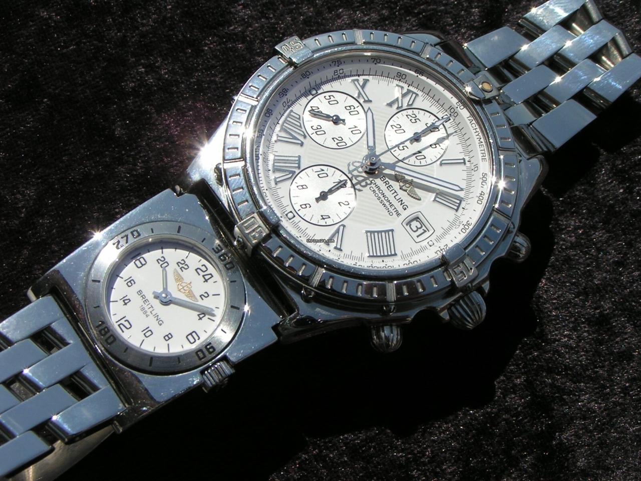 Breitling Crosswind Chronometre mit UTC MODUL A70174 STEEL STAHL WEISSES ZB