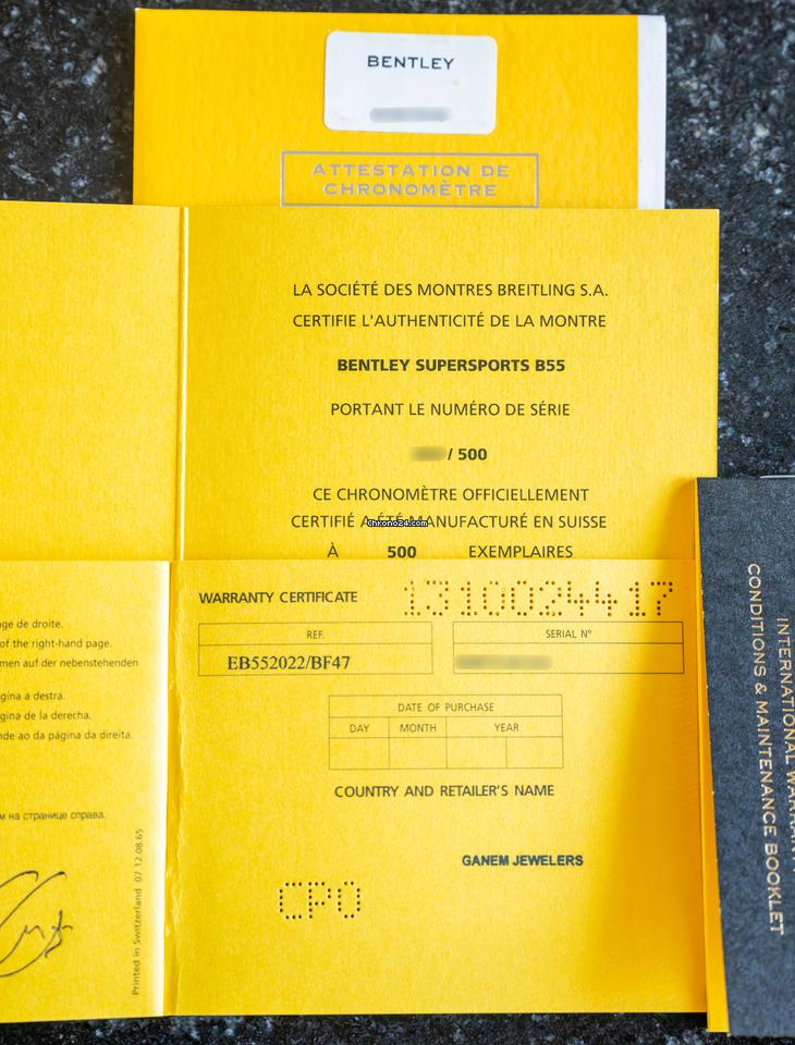 Breitling Bentley Supersports B55 Limited Edition Box Papers Carbon Fiber Dial Flyback UTC 15 Breitling Bentley Supersports B55 Limited Edition Box Papers Carbon Fiber Dial Flyback UTC