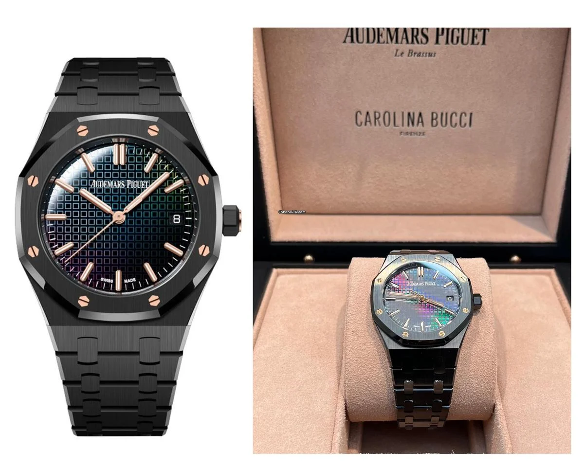 Audemars Piguet Black Ceramic Rainbow Dial Limited Edition Carolina Bucci 34mm 77350CE.OO.1266CE.02.A