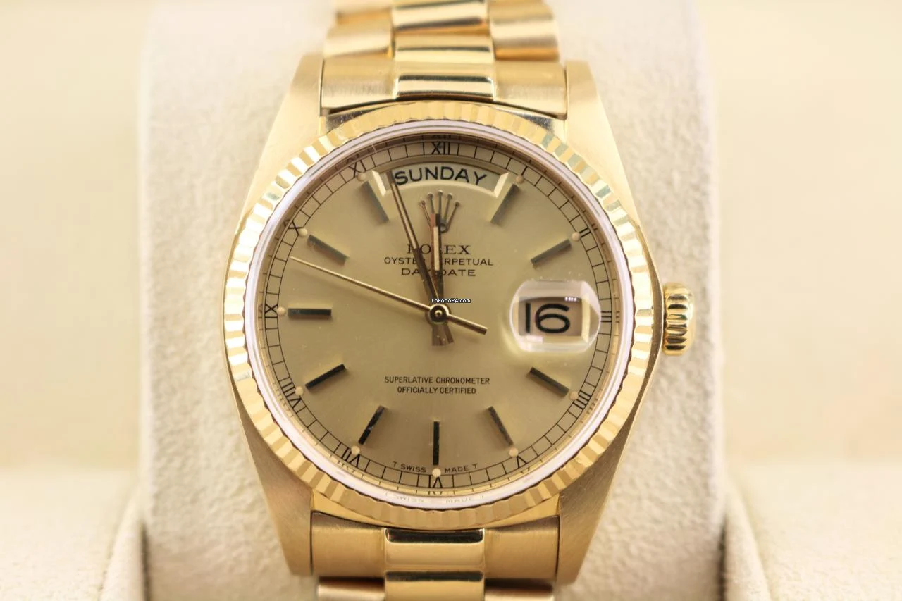 Rolex 1981 Day-Date 18038 Champagne Dial 18kt President No Papers 36mm