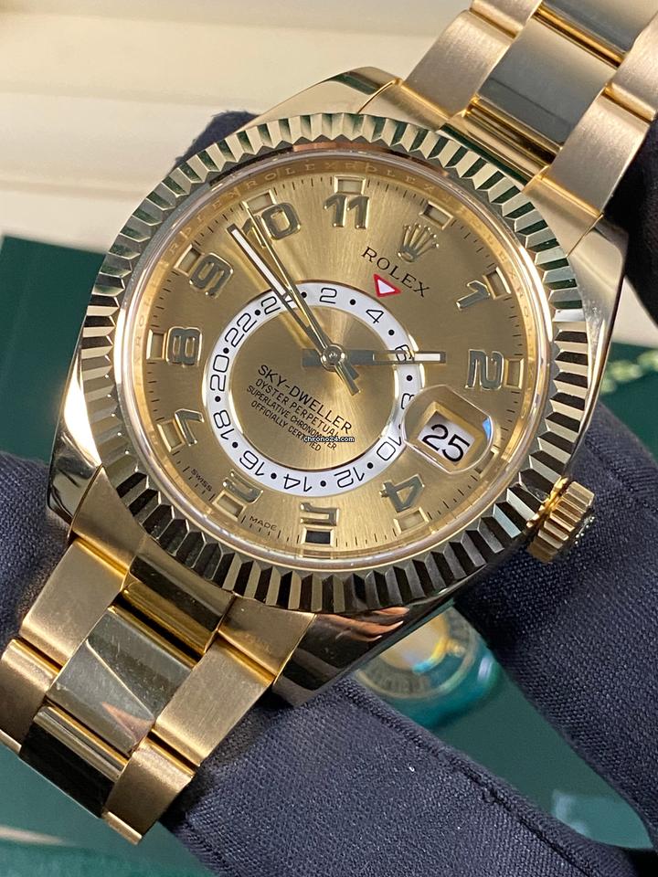 Rolex Like NEW Sky-Dweller Yellow Gold Oyster Champagne Arabic Dial 11 Rolex Like NEW Sky-Dweller Yellow Gold Oyster Champagne Arabic Dial