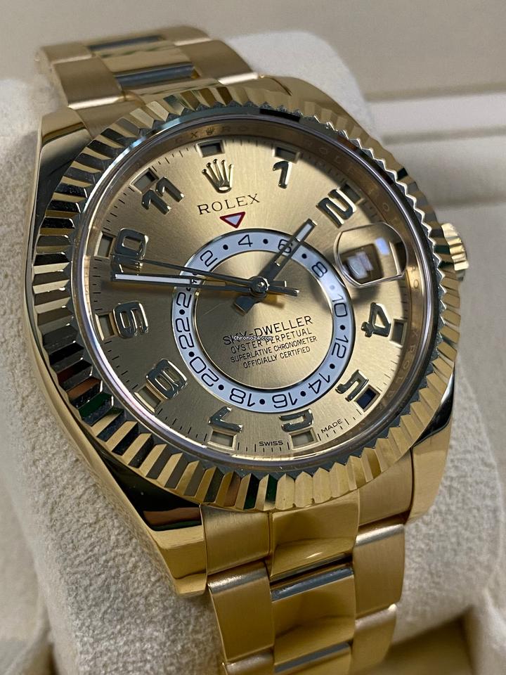 Rolex Like NEW Sky-Dweller Yellow Gold Oyster Champagne Arabic Dial 4 Rolex Like NEW Sky-Dweller Yellow Gold Oyster Champagne Arabic Dial