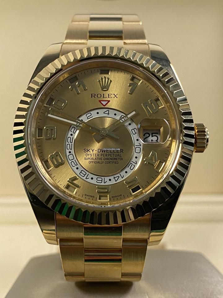 Rolex Like NEW Sky-Dweller Yellow Gold Oyster Champagne Arabic Dial 7 Rolex Like NEW Sky-Dweller Yellow Gold Oyster Champagne Arabic Dial