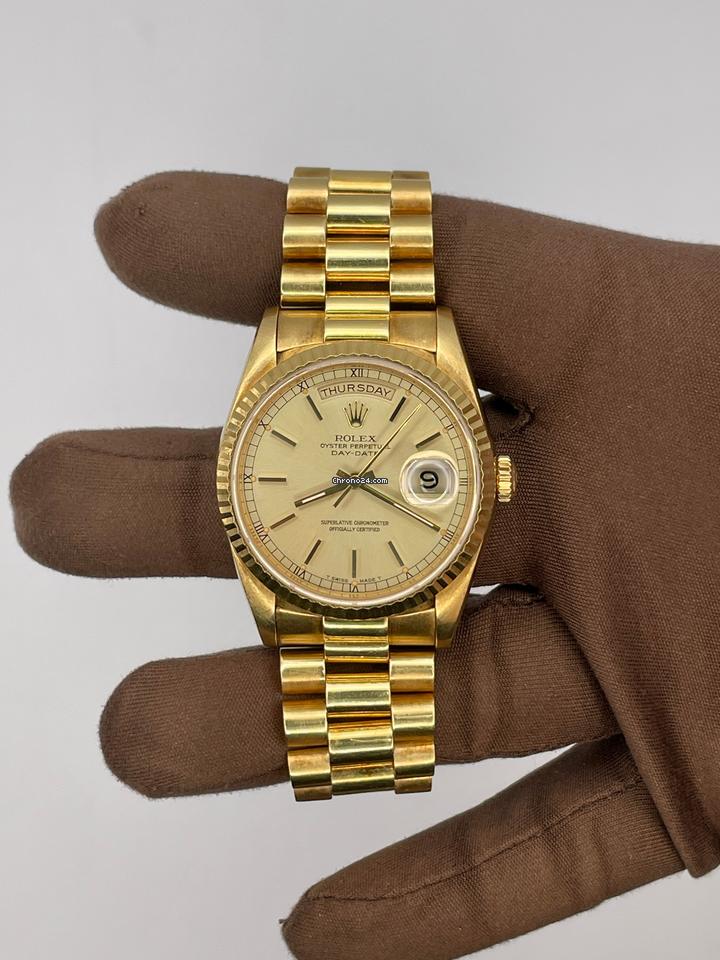 Rolex 1988 Rolex Day-Date Champagne Index 36mm Yellow Gold 18238