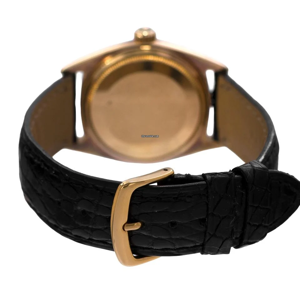 Rolex Datejust 36 1601 Vintage Index Fluted Yellow Gold Leather Mens Watch 1978