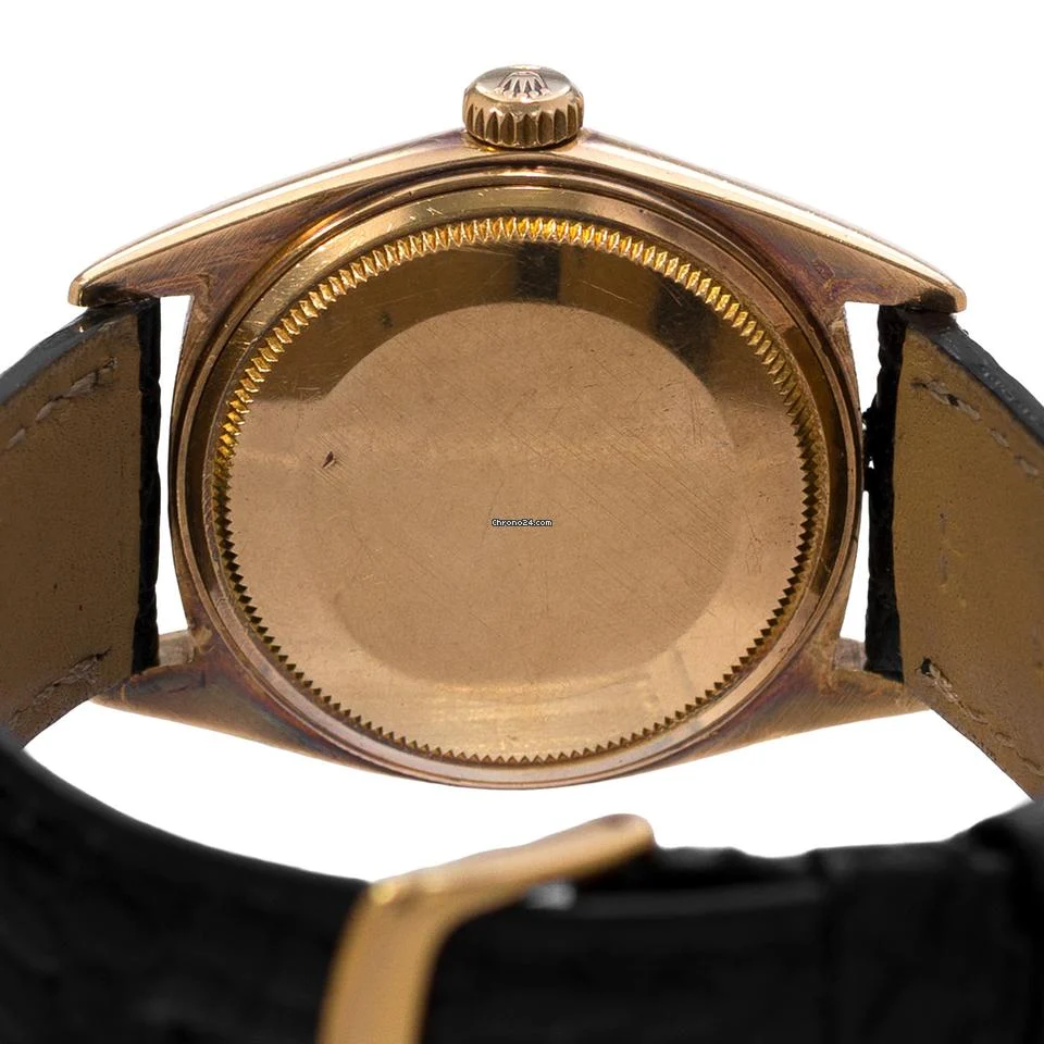 Rolex Datejust 36 1601 Vintage Index Fluted Yellow Gold Leather Mens Watch 1978