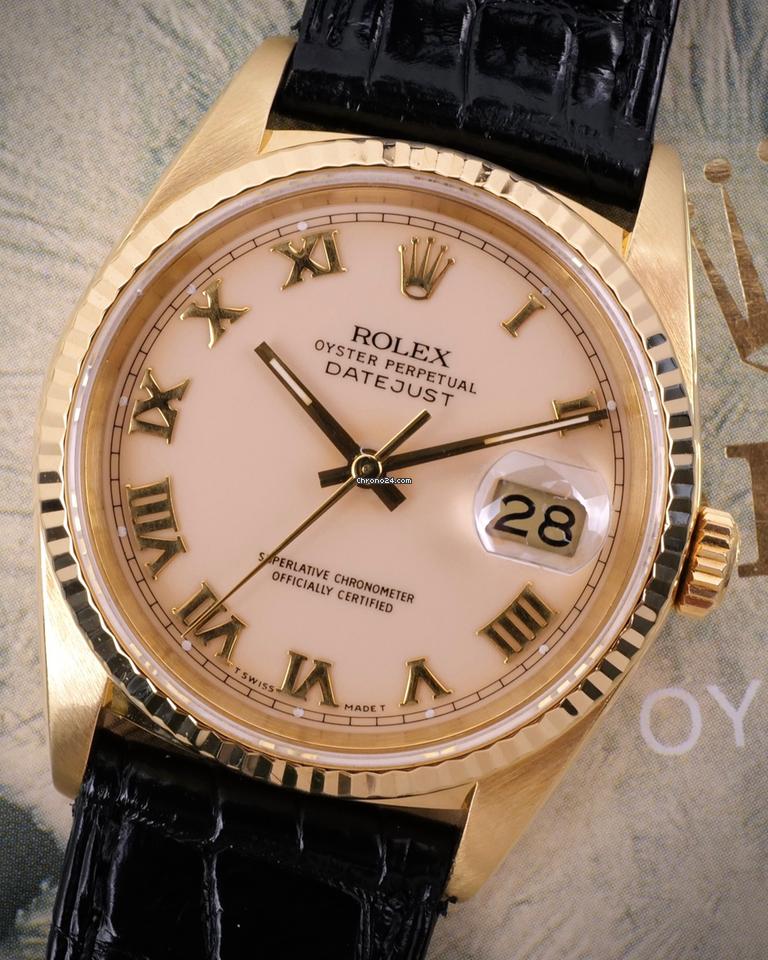 Rolex Datejust 36 1989 with Box, Ivory Roman Dial, Rolex Buckle, 2x straps