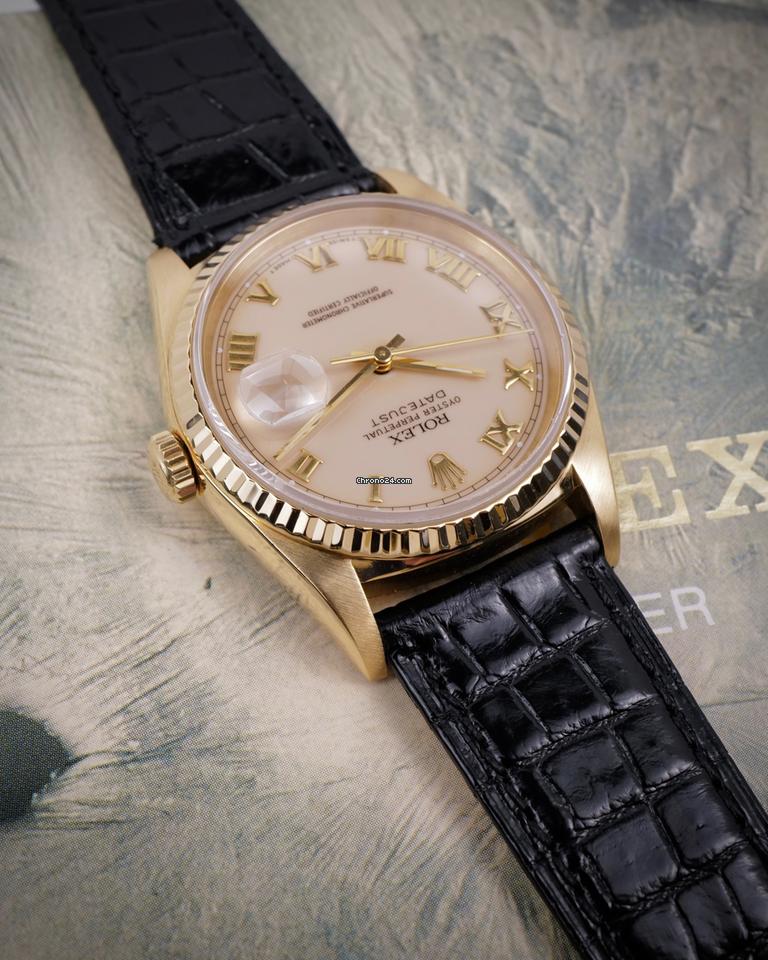 Rolex Datejust 36 1989 with Box, Ivory Roman Dial, Rolex Buckle, 2x straps