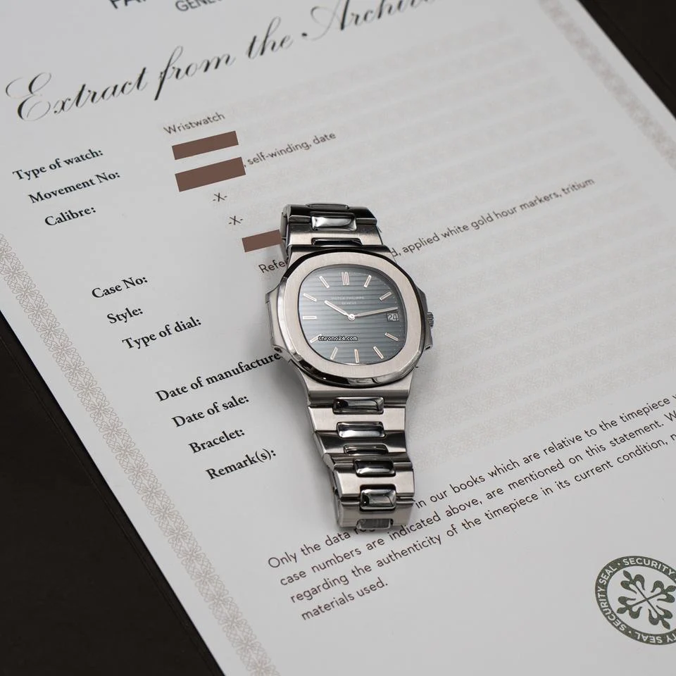 Patek Philippe Nautilus 3700/1A Blue Dial Steel Mens Watch With Archives
