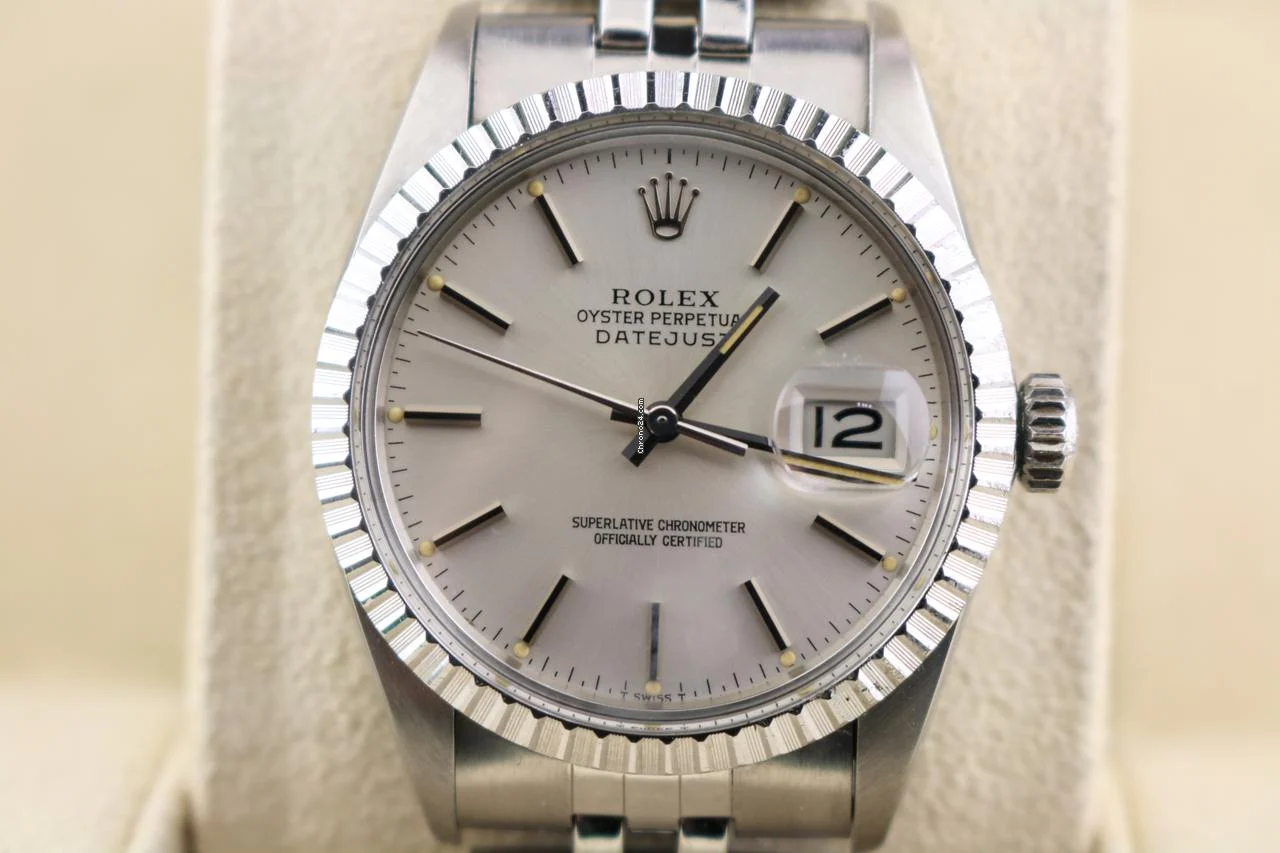Rolex 1982 Datejust 16030 Grey Dial SS Jubilee Oval Link No Papers 36mm