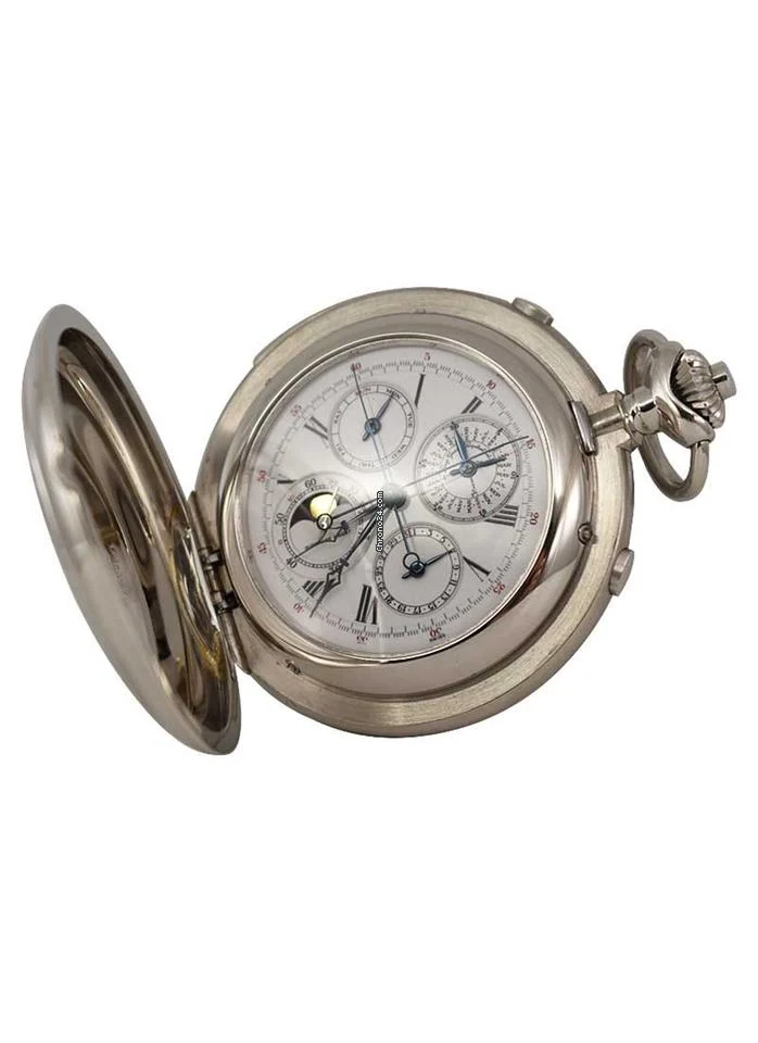 Audemars Piguet Grande Complication Pocket Watch Platinum with Enamel Dial and Platinum Chain