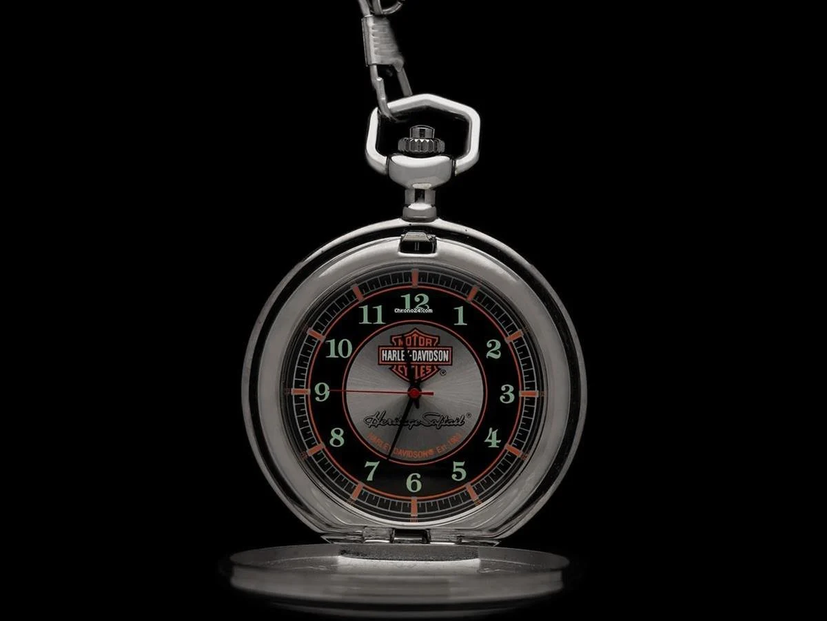 Franklin Mint Owned & Used By ZZ TOP'S Dusty Hill - Harley Davidson Chrome Pocket Watch
