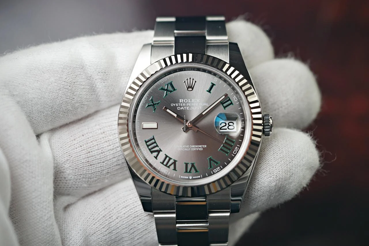 Rolex Datejust 41 2025 NEW Fluted Wimbledon Oyster 126334 Slate Green Roman Dial