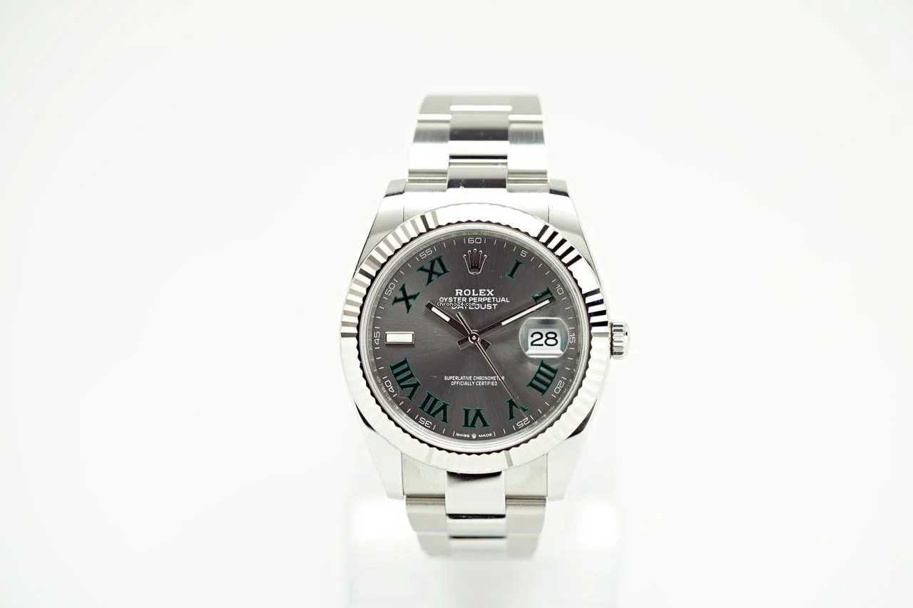 Rolex Datejust 41 2025 NEW Fluted Wimbledon Oyster 126334 Slate Green Roman Dial