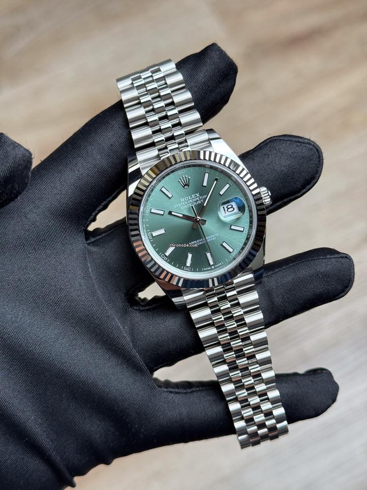 Rolex Datejust 41 2025 Unworn 126334 Datejust 41 Mint Green Fluted Jubilee Ful