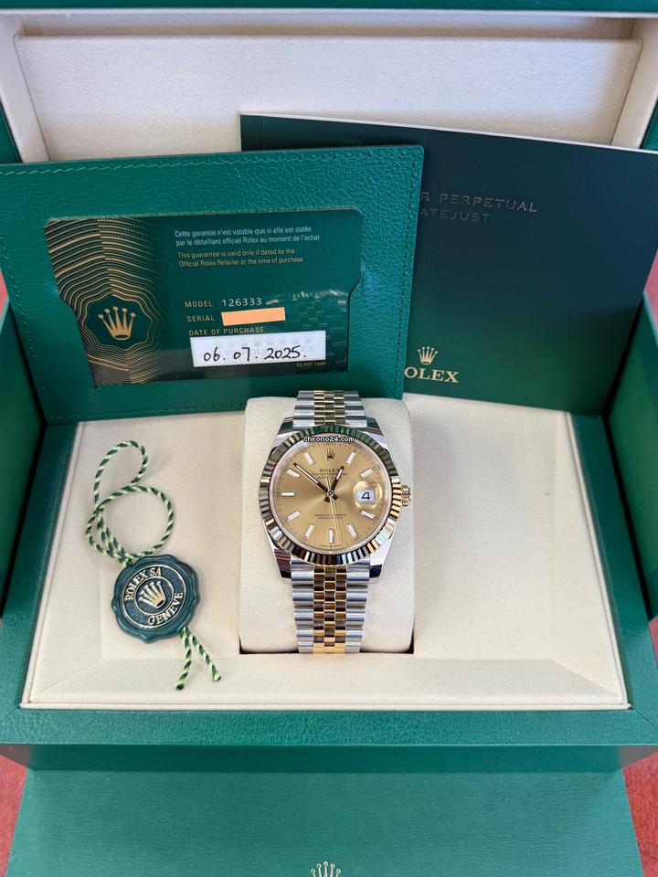Rolex Datejust 41 2025 Two-Tone Yellow Jubilee Champagne Index Dial 126333