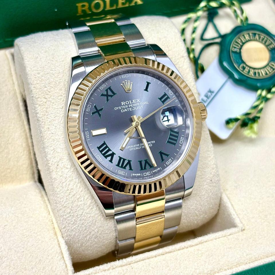 Rolex Datejust 41 126333 Wimbledon Dial Two Tone Gold and Steel + Box & Papers