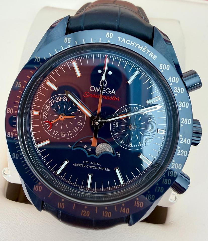 Omega Speedmaster Moonwatch Moonphase Blue Side of the Moon Blue Ceramic Complete