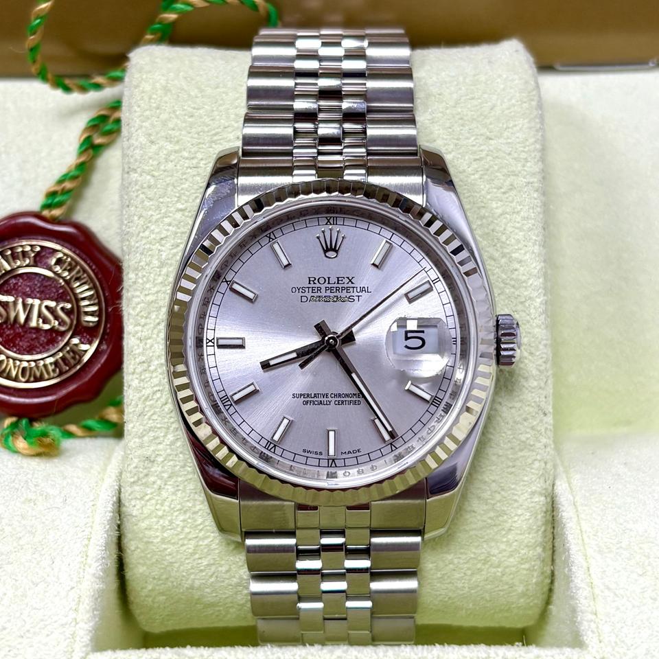 Rolex Datejust 36 116234 Silver Dial, Jubilee Band, Fluted Bezel+ Box