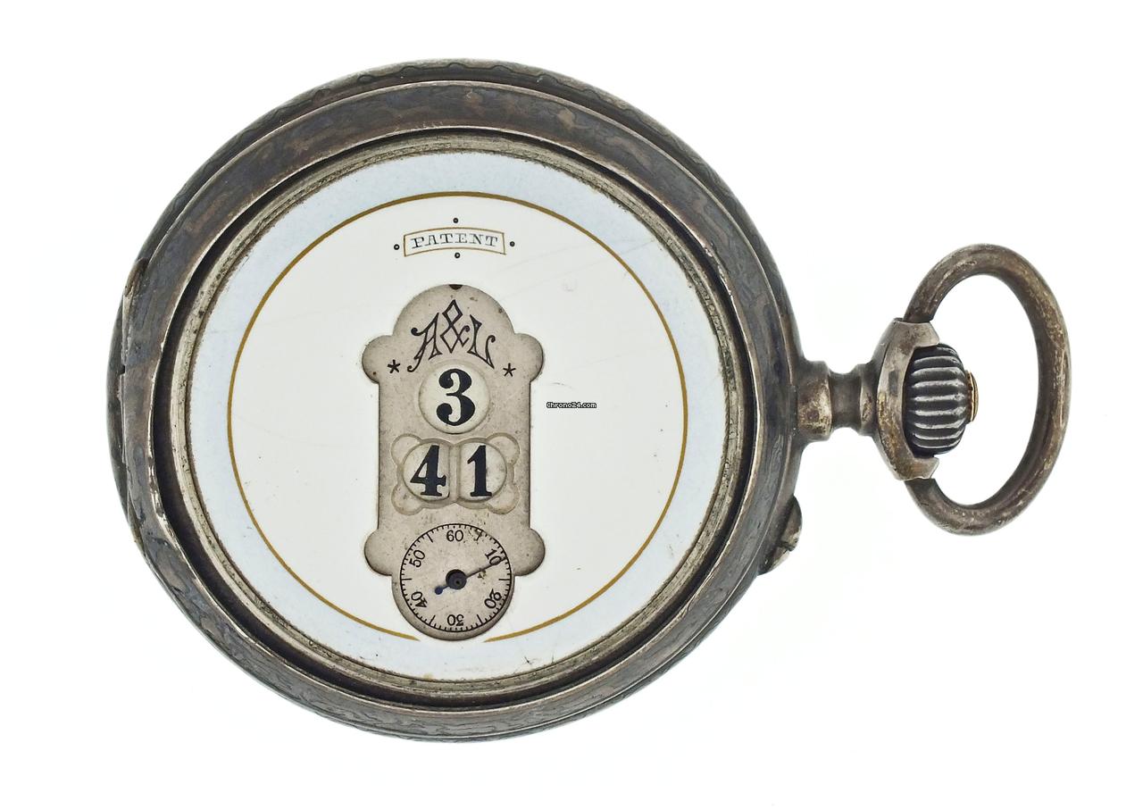 Aeby & Landry Madretsch, Silver Niello Cased Pallweber type Digital Jump Hour lever Escapement