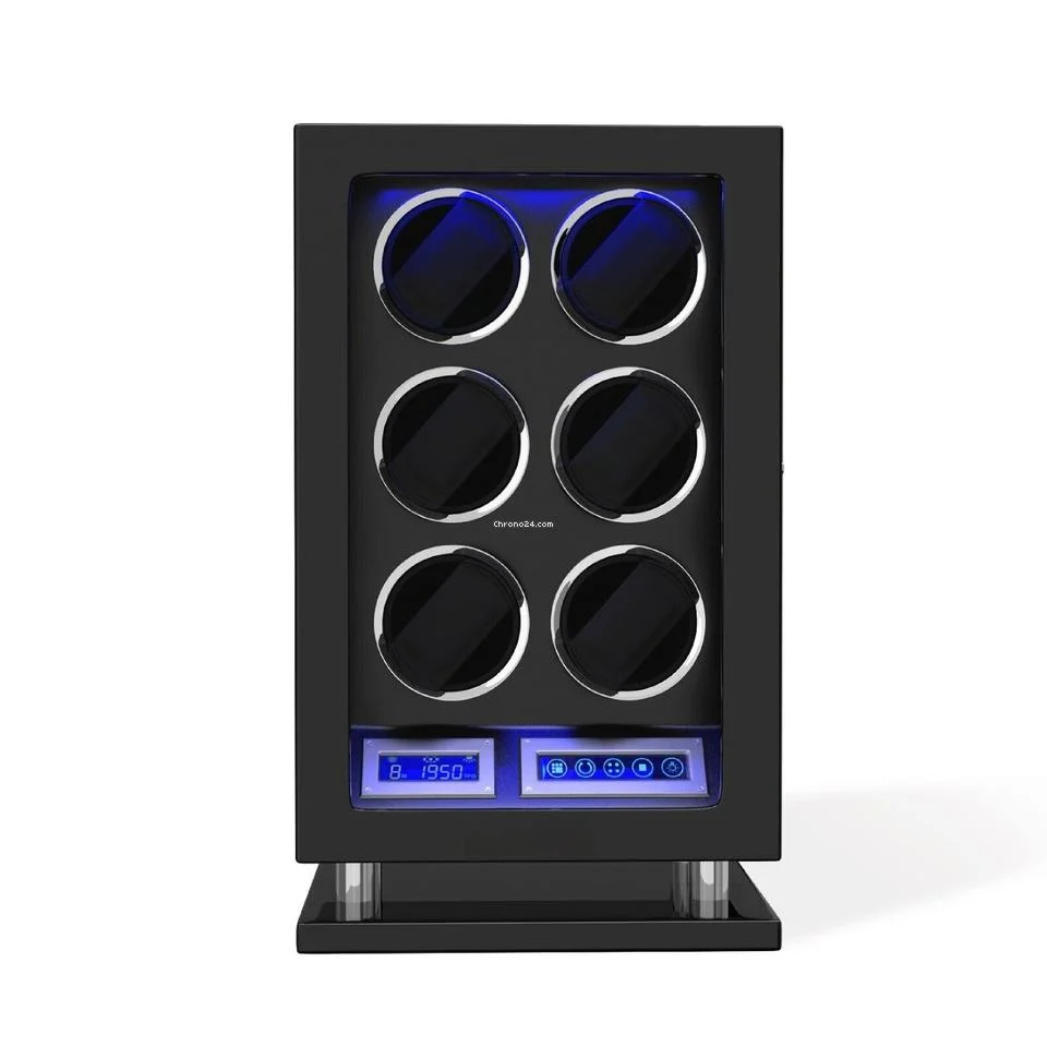 Dukwin New Fingerprint Watch Winder For 6 Watches Piano Black w/Japanese Mabuchi Motor- SLK20-006