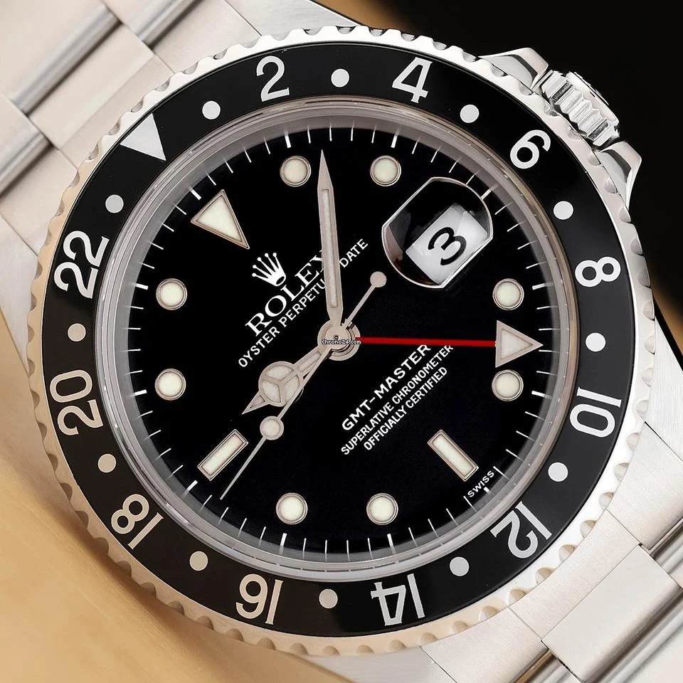 Rolex Paper Rolex Mens Gmt Master 40mm 16700 Black Steel Date Oyster Watch