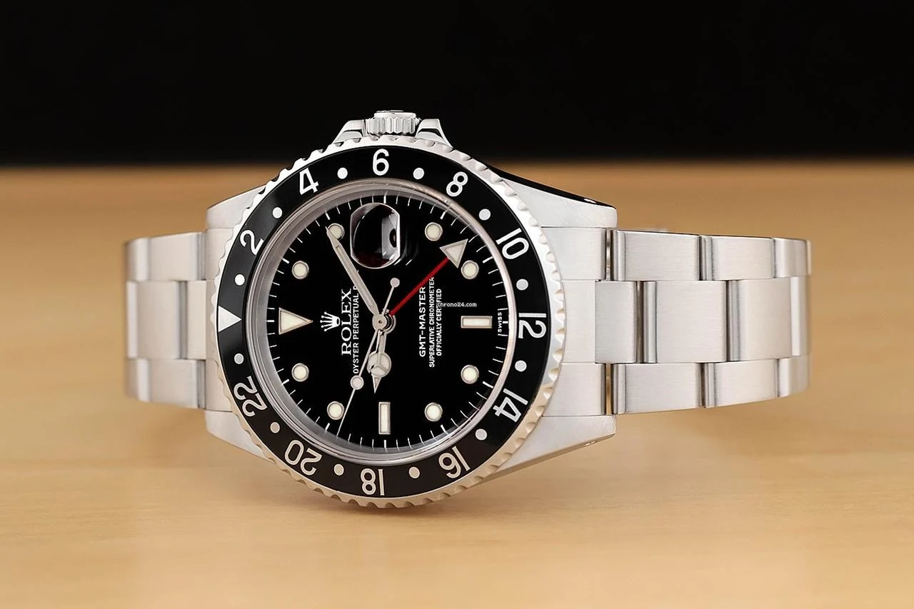 Rolex Paper Rolex Mens Gmt Master 40mm 16700 Black Steel Date Oyster Watch