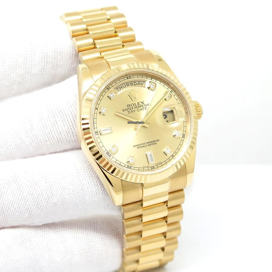 Rolex 118238 Day Date 18K Yellow Gold with Champagne Diamond Dial