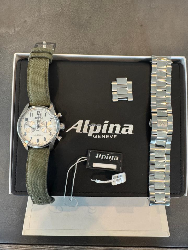 Alpina Chronograph Startimer Aviation With tags, box and original stainless steel bracelet 12 Alpina Chronograph Startimer Aviation With tags, box and original stainless steel bracelet