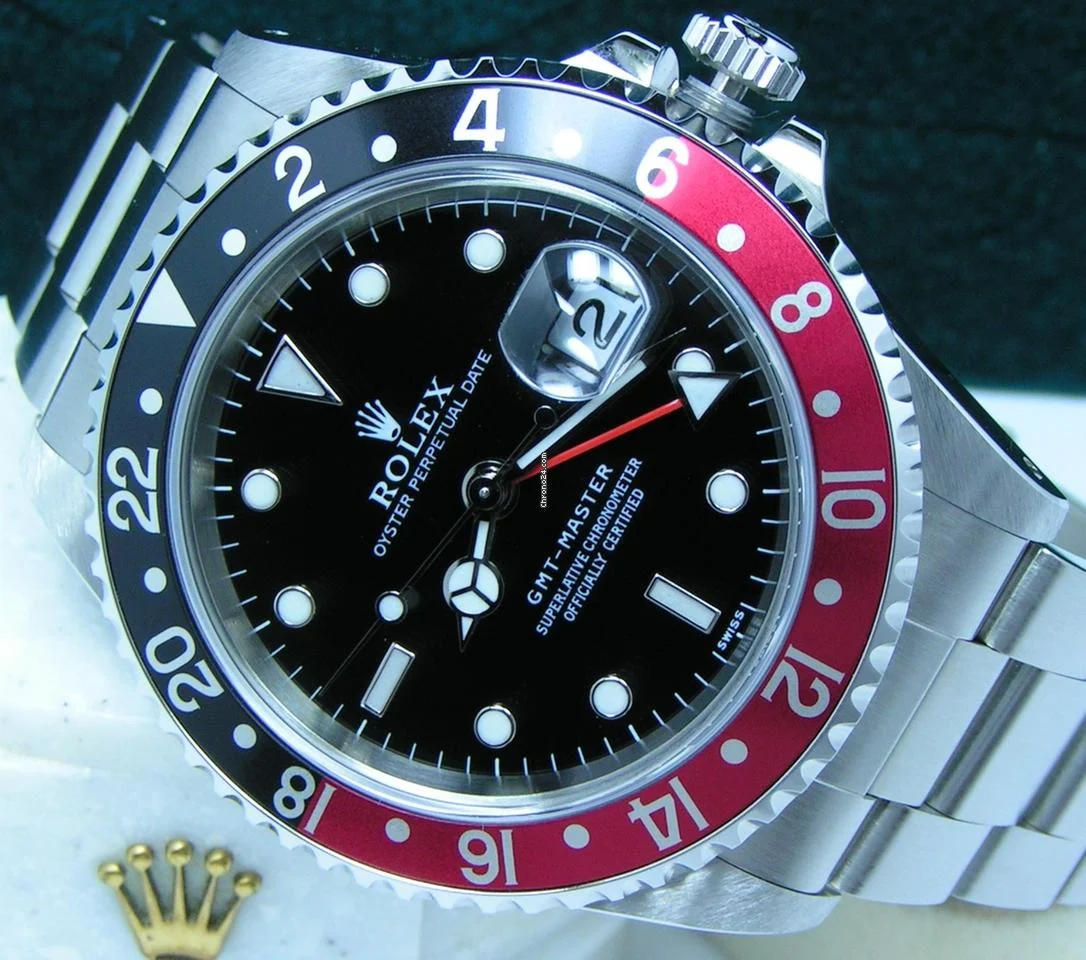 Rolex 1998 GMT-Master NOS with STICKERS Boxes Papers Black Dial Black-Red Coke Bezel 16700