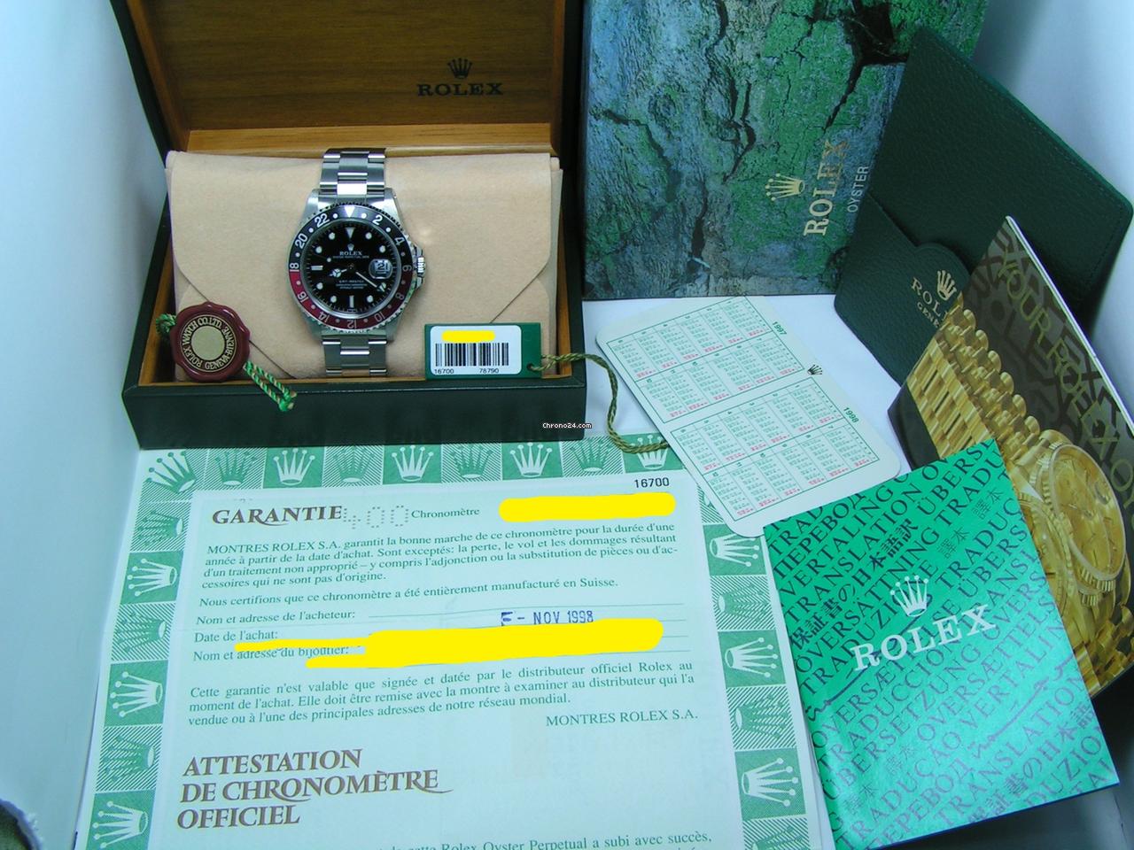 Rolex 1998 GMT-Master NOS with STICKERS Boxes Papers Black Dial Black-Red Coke Bezel 16700